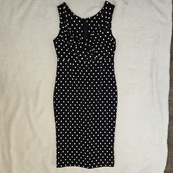 Steady Polka Dot Diva Wiggle Dress Black & White 3X - Picture 2 of 6